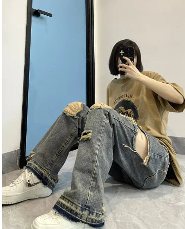 Ripped Wide Leg Jeans