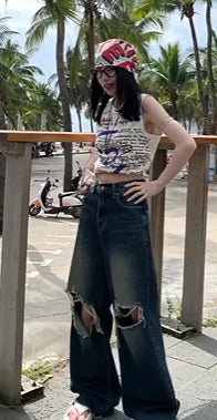 Retro Washed Ripped Jeans