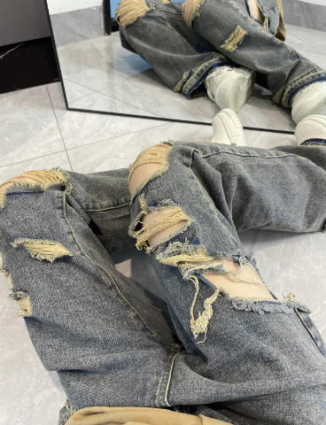 Ripped Wide Leg Jeans