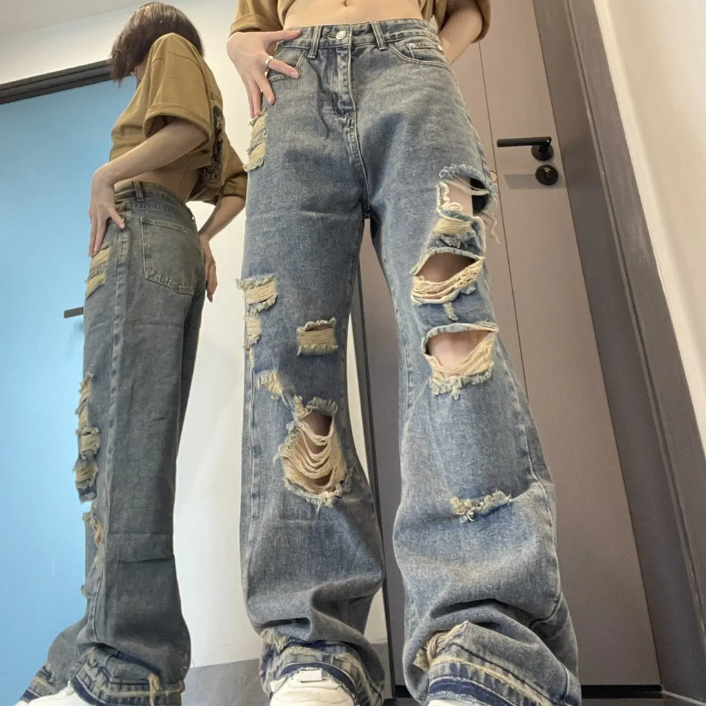 Ripped Wide Leg Jeans