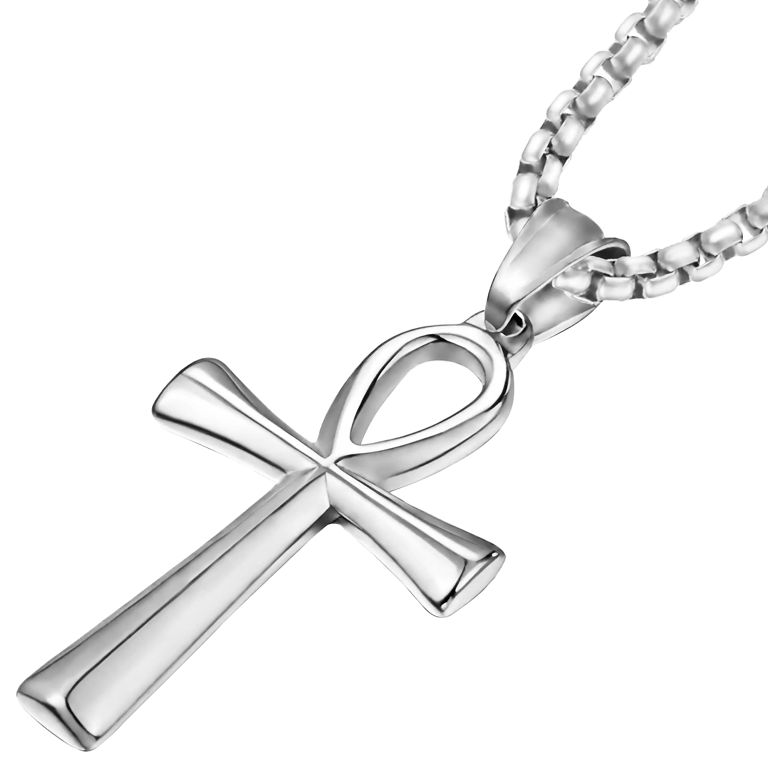 JUNOVUROS 18 to 28 Inches Rolo Chain Ancient Ankh Cross Pendant