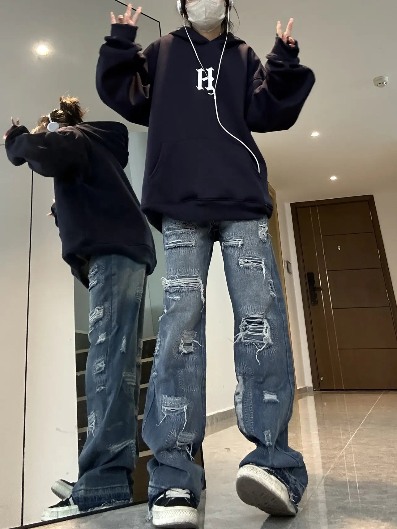 Patched Ripped Jeans