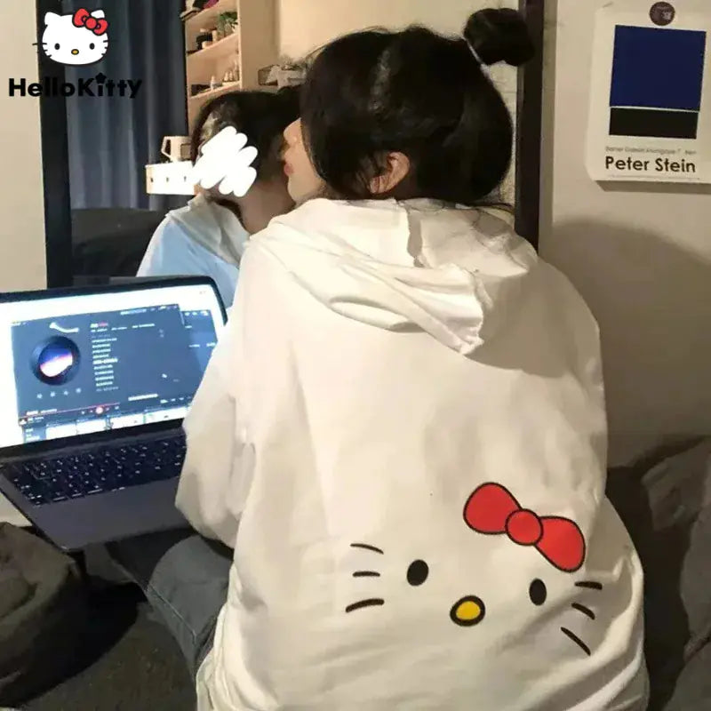 Y2K Cute Hoodie With Kitty Cat Print
