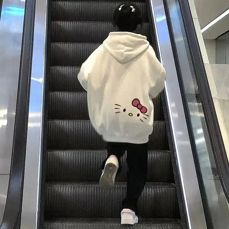 Y2K Cute Hoodie With Kitty Cat Print