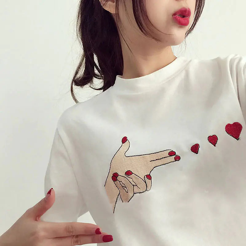 Embroidered Heart shot Tee