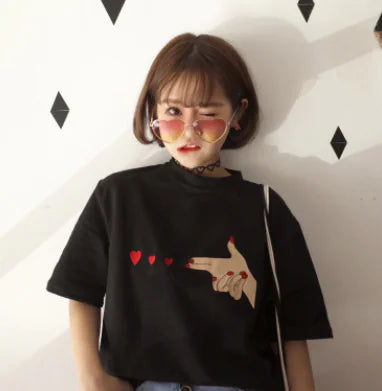 Embroidered Heart shot Tee