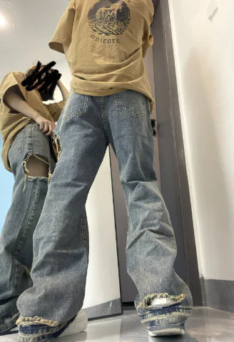 Ripped Wide Leg Jeans