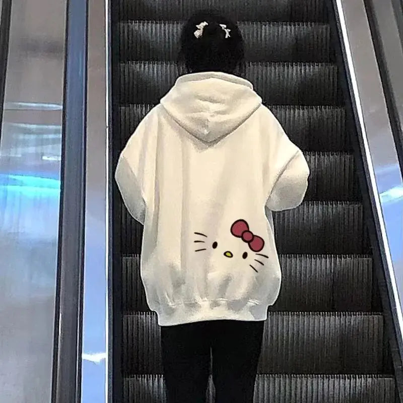 Y2K Cute Hoodie With Kitty Cat Print